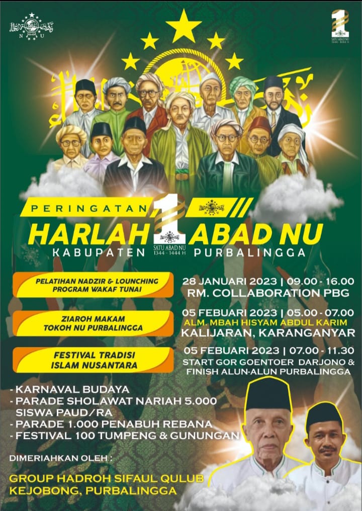 Flyer Peringatan Harlah Satu Abad NU di Kabupaten Purbalingga. Foto: PCNU Kabupaten Purbalingga