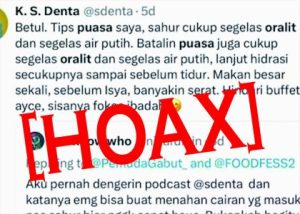 [Hoaks] Minum Oralit Dapat Cegah Dehidrasi di Bulan Puasa