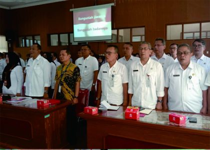 Acara koordinasi dan monitoring pencegahan korupsi oelh Komisi Pemberantasan Korupsi (KPK), di ruang Ardi Lawet komplek kantor Bupati Purbalingga, Rabu 21 Juli 2023