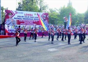 Polres Purbalingga menggelar Lomba Polisi Cilik (Pocil) dan Lomba Ketangkasan Baris Berbaris (LKBB) Patroli Keamanan Sekolah, di halaman GOR Goentoer Darjono, Selasa 27 Juni 2023.