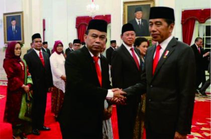 Presiden Joko Widodo (Jokowi) melantik Budi Arie Setiadi menjadi Menteri Komunikasi dan Informatika (Menkominfo) di Istana Negara Senin 17 Juli 2023.