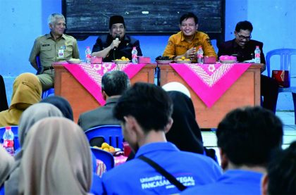 Wakil Bupati (Wabup) Purbalingga, Sudono saat monitoring Kuliah Kerja Nyata (KKN) Universitas Pancasakti (UPS) Tegal di Kecamatan Karangreja dan Bobotsari, Senin 14 Agustus 2023.