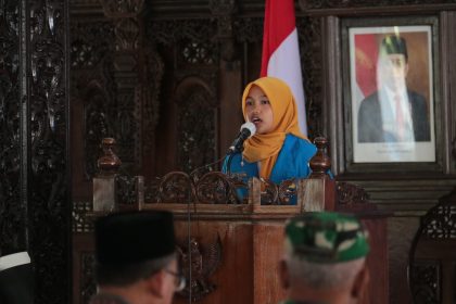 Ketua PMII Universitas Perwira Purbalingga (Unperba), Dinar Utami usai pelantikan, di Pendopo Dipokusumo Kabupaten Purbalingga, Minggu 15 Okober 2023.