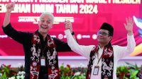 Pasangan Bakal Calon Presiden, Ganjar Pranowo dan Calon Wakil Presiden Mahfud MD resmi mendaftar ke Komisi Pemilihan Umum (KPU) pada hari ini, Kamis 19 Oktober 2023. Foto DPP PDI Perjuangan.