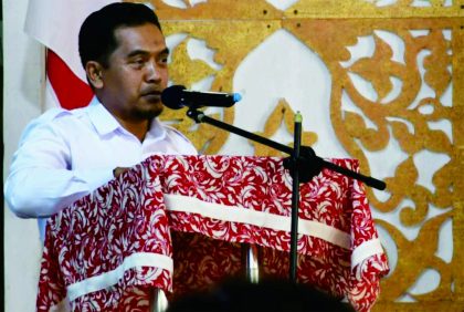 Anggota Komisi Pemilihan Umum (KPU) Purbalingga, Catur Sigit Prasetyo saat Rakor Lintas Sektoral Operasi Mantap Brata dan Candi 2023 - 2024 di Aula Kraca Bungur Purbasari Pancuranmas, Kecamatan Padamara, Jum'at 15 Oktober 2023