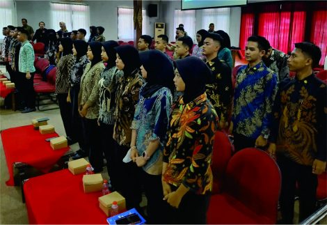 Paskibraka Purbalingga Angkatan 2021-2023 mengikuti Penguatan Ideologi Pancasila dari Bakesbangpol Provinsi Jawa Tengah, di Graha Adiguna Operation Room