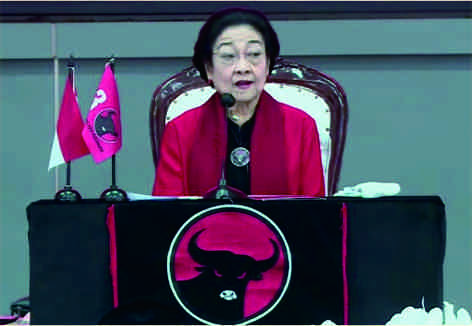 Ketua Umum Partai Demorkasi Indonesia Perjuangan (PDI Perjuangan), Megawati Soekarno Putri saat berpidato pada perayaan Hari Ulang Tahun (HUT) PDI Perjuangan ke-51 di Sekolah Partai, Jalan Lenteng Agung, Jakarta Selatan, Rabu 10 Januari 2024. Ketua Umum Partai Demorkasi Indonesia Perjuangan (PDI Perjuangan), Megawati Soekarno Putri saat berpidato pada perayaan Hari Ulang Tahun (HUT) PDI Perjuangan ke-51 di Sekolah Partai, Jalan Lenteng Agung, Jakarta Selatan, Rabu 10 Januari 2024.