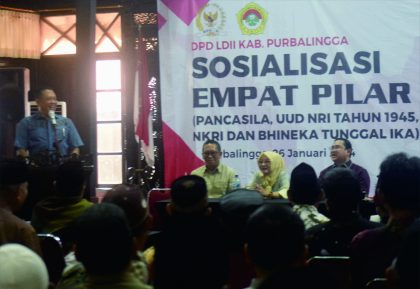 Ketua MPR RI, Bambang Soesatyo (Bamsoet) mensosialisasikan empat pilar kebangsaan kepada anggota Lembaga Dakwah Islam Indonesia (LDII) Kabupaten Purbalingga di Andrawina Hotel Owabong Purbalingga, Jumat 26 Januari 2024.