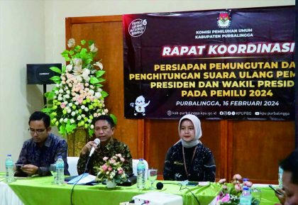 Rakor Persiapan Pemungutan dan Penghitungan Suara Ulang di Wisma Tien, Jumat 16 Februari 2024.