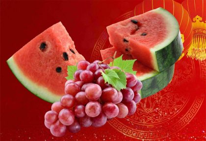 Buah Semangka dan Anggur, Hidangan Khas Imlek Buah Semangka dan Anggur, Hidangan Khas Imlek