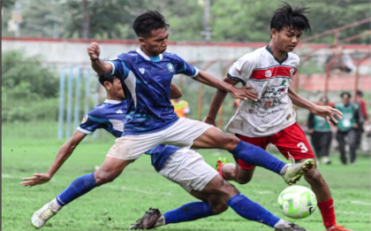 Tri Juli Santoso memakai jersey Persibangga putih merah saat memperkuat Persibangga di Liga 3 Jateng tahun 2023. Foto: Media Officer Persibangga.
