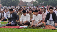 Salat Idufitri di Alun-Alun Purwokerto pada Sabtu, 22 Februari 2023.