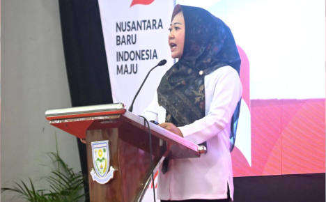 Bupati Purbalingga Dyah Hayuning Pratiwi (Tiwi) saat Apresiasi Bangga Membangun Desa di GOR Indoor Sasana Krida Perwira, Rabu 21 Agustus 2024.