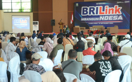 Gathering Agen BRILink dengan tema “BRILink Mbangun Ndesa” di Gedung Indragiri Hotel Owabong, Kamis 19 September 2024