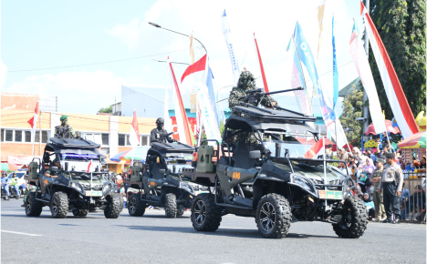 Pawai Kebangsaan menutup rangkaian peringatan HUT Ke-79 Kemerdekaan RI tingkat Kabupaten Purbalingga, Sabtu 31 Agustus 2024.