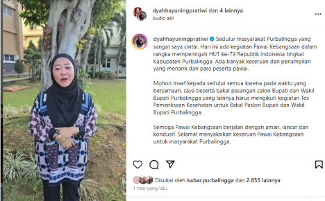 Tangkapan layar akun instagramnya dyahhayuningpratiwi,Bupati Tiwi menyampaikan akan ada banyak keseruan dan penampilan yang menarik dari para peserta pawai. Tangkapan layar akun instagramnya dyahhayuningpratiwi,Bupati Tiwi menyampaikan akan ada banyak keseruan dan penampilan yang menarik dari para peserta pawai.