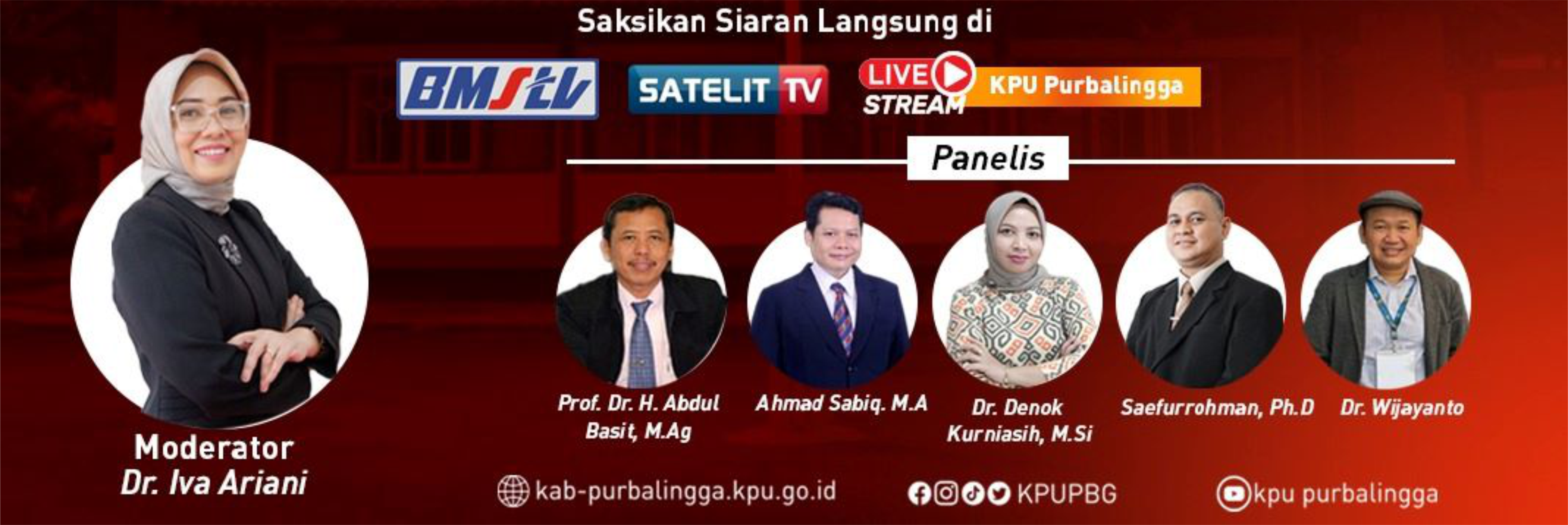 Panelis Debat Pilkada Antar Paslon Bupati dan Wabup Purbalingga, di Hotel Grand Braling Purbalingga, Sabtu 2 November 2024 mulai pukul 19.00 WIB.