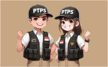 Ilustrasi karikatur petugas Pengawas Tempat Pemungutan Suara (PTPS)