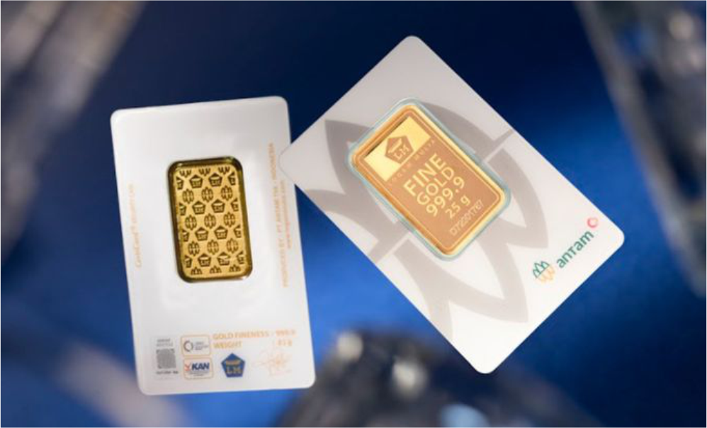 Emas batangan bersertifikat Antam keluaran Logam Mulia PT Aneka Tambang Tbk (ANTAM) Emas batangan bersertifikat Antam keluaran Logam Mulia PT Aneka Tambang Tbk (ANTAM)