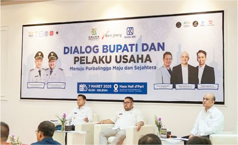 Dialog Bupati dengan Pelaku Usaha yang mengangkat tema Menuju Purbalingga Maju dan Sejahtera terselenggara di Hasa Hall  d'Pari Resto & Venue Babakan Purbalingga, Jumat 7 Maret 2025 sore