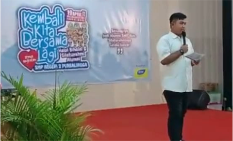 Ketua Panitia, Bhagas Adhi Pratyaksa saat menyampaikan laporakan pelaksanaan Halal Bi Halal dan Silaturahmi, di Rumah Makan PM Collaboration Purbalingga, Sabtu 19 April 2025. Sumber Foto: Alumni SMP Negeri 2 Purbalingga Ketua Panitia, Bhagas Adhi Pratyaksa saat menyampaikan laporakan pelaksanaan Halal Bi Halal dan Silaturahmi, di Rumah Makan PM Collaboration Purbalingga, Sabtu 19 April 2025. Sumber Foto: Alumni SMP Negeri 2 Purbalingga