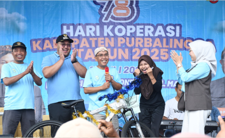 Peringatan Hari Koperasi ke-78 tingkat Kabupaten Purbalingga meriah.