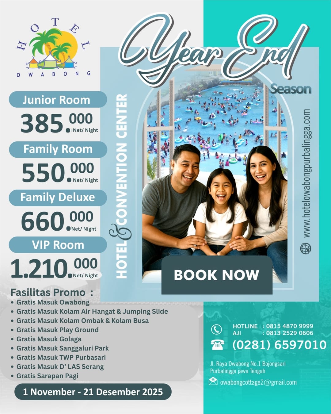 Hotel Owabong Purbalingga meluncurkan paket menginap bertajuk "Year End Season"