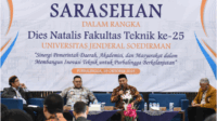 Wakil Bupati Purbalingga, Dimas Prasetyahani, saat Sarasehan dalam rangka Dies Natalis ke-25 Fakultas Teknik Unsoed di Aula Gedung F FT Unsoed, Rabu 29 Oktober 2025.
