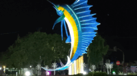 Monumen berbentuk Ikan Blue Marlin ini bukan sekadar hiasan, melainkan merepresentasikan semangat dan identitas Kabupaten Pangandaran sebagai daerah otonomi baru yang lincah dan mandiri.