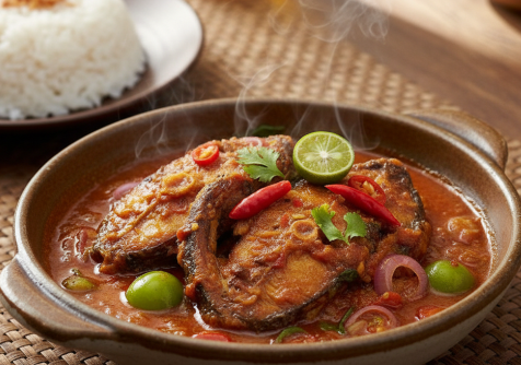 Mangut Lele, hidangan kuah pedas berbahan lele asap, segera memanggil selera makan. Aroma sangit khas lele asap berpadu kuah santan kaya rempah Mangut Lele, hidangan kuah pedas berbahan lele asap, segera memanggil selera makan. Aroma sangit khas lele asap berpadu kuah santan kaya rempah