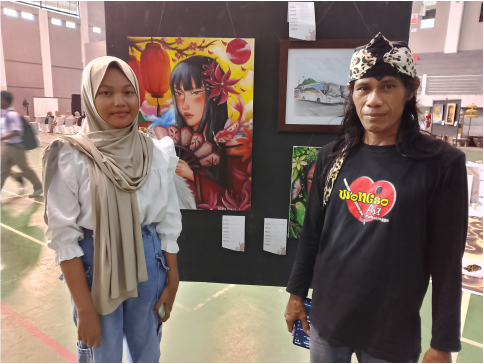 Geisha Putri Ramadhani bersama Ketua Komunitas Wongso Art, Yuli Hartono saat acara Creative Fusion Festival 2025, di Gedung Sasana Krida Perwira, pada 10 hingga 11 Desember 2025. Geisha Putri Ramadhani bersama Ketua Komunitas Wongso Art, Yuli Hartono saat acara Creative Fusion Festival 2025, di Gedung Sasana Krida Perwira, pada 10 hingga 11 Desember 2025.