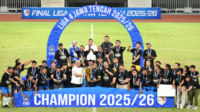 Persibangga Purbalingga sukses mengamankan trofi juara Liga 4 Jawa Tengah 2025/2026 setelah menumbangkan Persak Kebumen melalui drama adu penalti yang berakhir dengan skor ketat 11-10. Persibangga Purbalingga sukses mengamankan trofi juara Liga 4 Jawa Tengah 2025/2026 setelah menumbangkan Persak Kebumen melalui drama adu penalti yang berakhir dengan skor ketat 11-10.