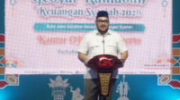 Wakil Bupati Purbalingga, Dimas Prasetyahani saat Gebyar Ramadhan Keuangan (GERAK) Syariah 2026 yang berlangsung meriah di Taman Kota Usman Janatin, Purbalingga, Sabtu 7 Maret 2026