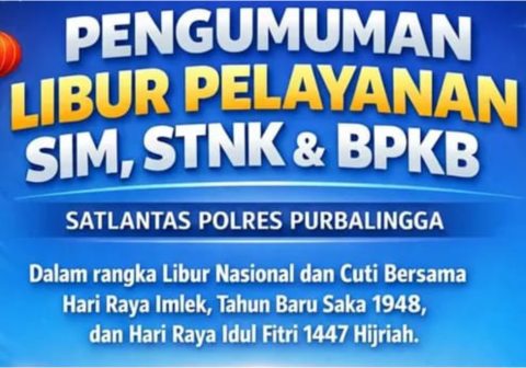 Satlantas Polres Purbalingga menghentikan sementara seluruh operasional pelayanan dokumen berkendara