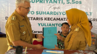 Serah Terima Jabatan Camat Karangreja dari Supriyanti kepada Sapto Suhardiyo di Pendopo Kecamatan Karangreja, Selasa 7 April 2026