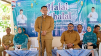 Bupati Purbalingga Fahmi Muhammad saat acara silaturahmi dan halal bihalal bersama masyarakat Dapil 5 di Pendopo Kecamatan Kejobong, Senin 13 April 2026.