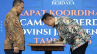Bupati Purbalingga Fahmi Muhammad Hanif saat menghadiri Rapat Koordinasi Kecamatan Berdaya Provinsi Jawa Tengah Tahun 2026 di Grhadhika Bhakti Praja, Kamis 16 April 2026.