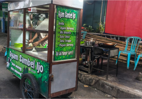 Lapak Ayam Goreng Sambel Ijo Astro milik Ngalimu di Jalan Panjaitan Purbalingga melayani pembeli mulai pukul 16.00 WIB.