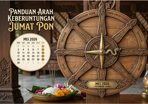 Berdasarkan perhitungan Primbon, keberuntungan utama bagi individu Jumat Pon ini pada Mei 2026 condong menuju arah Barat dan Selatan.