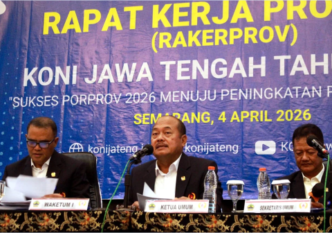Rapat Kerja Provinsi (Rakerprov) KONI Jateng 2026 di Hotel Grasia Semarang pada Sabtu, 4 April 2026