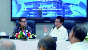 Rektor UMP, Prof. Dr. Jebul Suroso, saat menerima Rektor UM Palopo, Prof. Dr. H. Suhardi M. Anwar, M.M dalam kunjungan studi banding Universitas Muhammadiyah (UM) Palopo pada 27 April 2026.