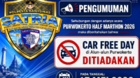 Satlantas Polresta Banyumas mengumumkan peniadaan sementara kegiatan Car Free Day (CFD) di kawasan Alun-alun Purwokerto