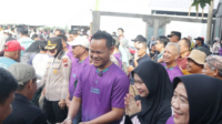 Bupati Purbalingga Fahmi Muhammad Hanif bersama jajaran Forkopimda saat menghadiri peringatan Hari Buruh Internasional (May Day) 2026 di Kabupaten Purbalingga bersama ribuan buruh dan keluarga di Objek Wisata Purbasari Pancuran Mas, Kecamatan Padamara, Jumat 1 Mei 2026