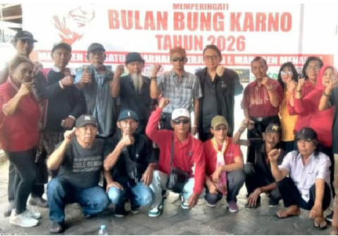 Peringatan Bulan Bung Karno oleh elemen yang mengusung ideologi Nasionalis-Marhaenisme di Sekretariat SKS, Jalan Kimar, Semarang, Minggu 21 Juni 2026. Sumber Foto: indonesiacerdasnews.com
