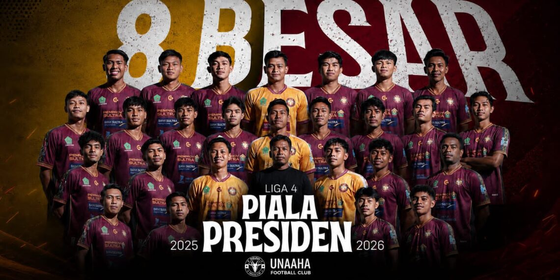 Setelah melaju sebagai runner-up grup pada fase 16 besar, Unaaha FC kini mengusung target menembus semifinal sekaligus mengamankan tiket promosi ke Liga 3. Sumber Foto: amanahsultra.id