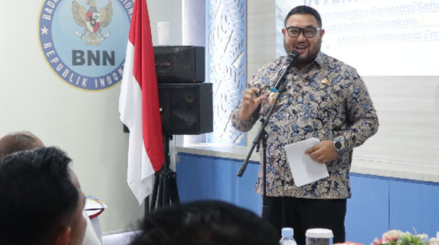 Peringatan Hari Anti Narkotika Internasional (HANI) 2026 secara daring dari Kantor BNNK Purbalingga, Kamis 23 Juli 2026.