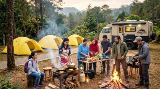 tips memasak saat berwisata menggunakan tenda