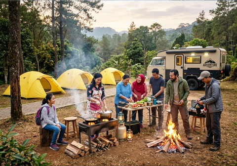tips memasak saat berwisata menggunakan tenda