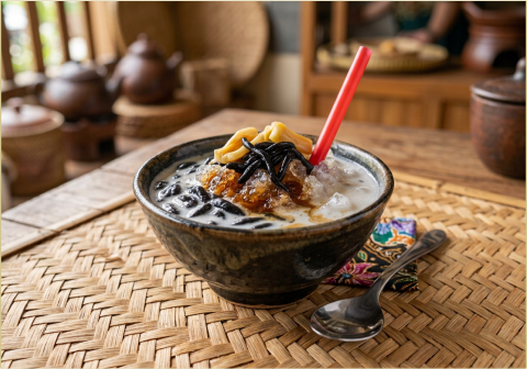 Dawet ireng legendaris dari Kebumen ini memberikan sensasi rasa manis gurih. Perpaduan santan kelapa murni bersama gula jawa cair menciptakan kesegaran luar biasa. Dawet ireng legendaris dari Kebumen ini memberikan sensasi rasa manis gurih. Perpaduan santan kelapa murni bersama gula jawa cair menciptakan kesegaran luar biasa.