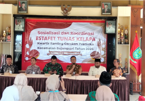 Untuk kesiapan pelaksanaan Estafet Tunas Kelapa Tahun 2026 tingkat Kwartir Cabang (Kwarcab) Purbalingga, pengurus Kwarran Bojongsari menyelenggarakan sosialisasi kesiapan di Pendopo Kecamatan Bojongsari pada Kamis, 3 September 2026.